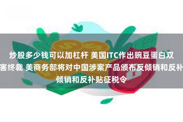 炒股多少钱可以加杠杆 美国ITC作出豌豆蛋白双反产业损害终裁 美商务部将对中国涉案产品颁布反倾销和反补贴征税令