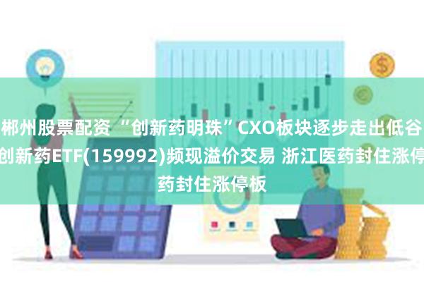 郴州股票配资 “创新药明珠”CXO板块逐步走出低谷！创新药ETF(159992)频现溢价交易 浙江医药封住涨停板