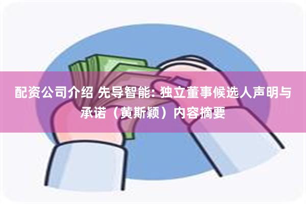 配资公司介绍 先导智能: 独立董事候选人声明与承诺（黄斯颖）内容摘要